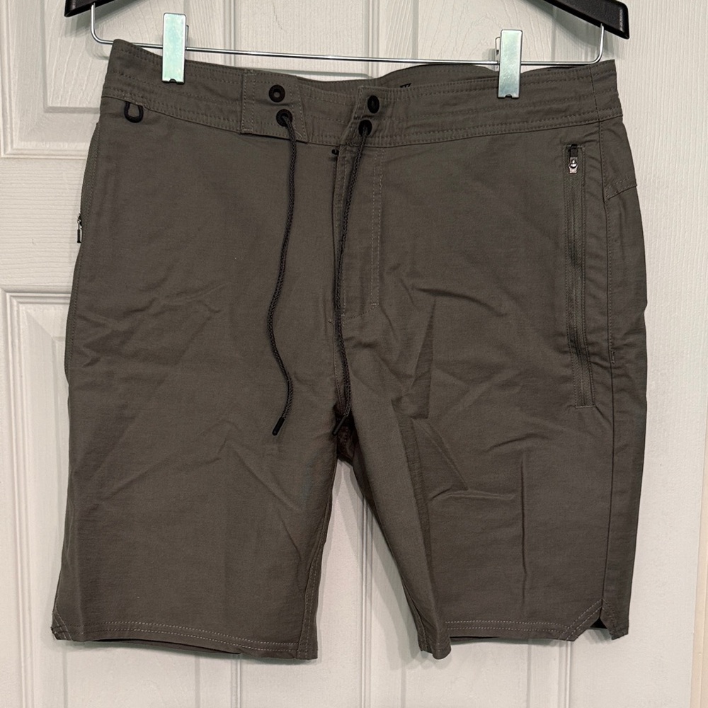 Roark Dark Olive Flat Front Shorts